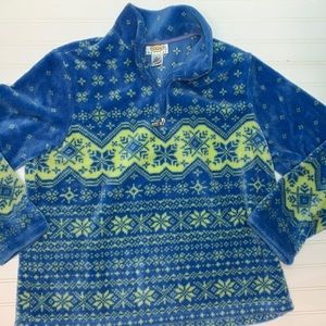 Talbots popover quarter zip fleece top EUC L